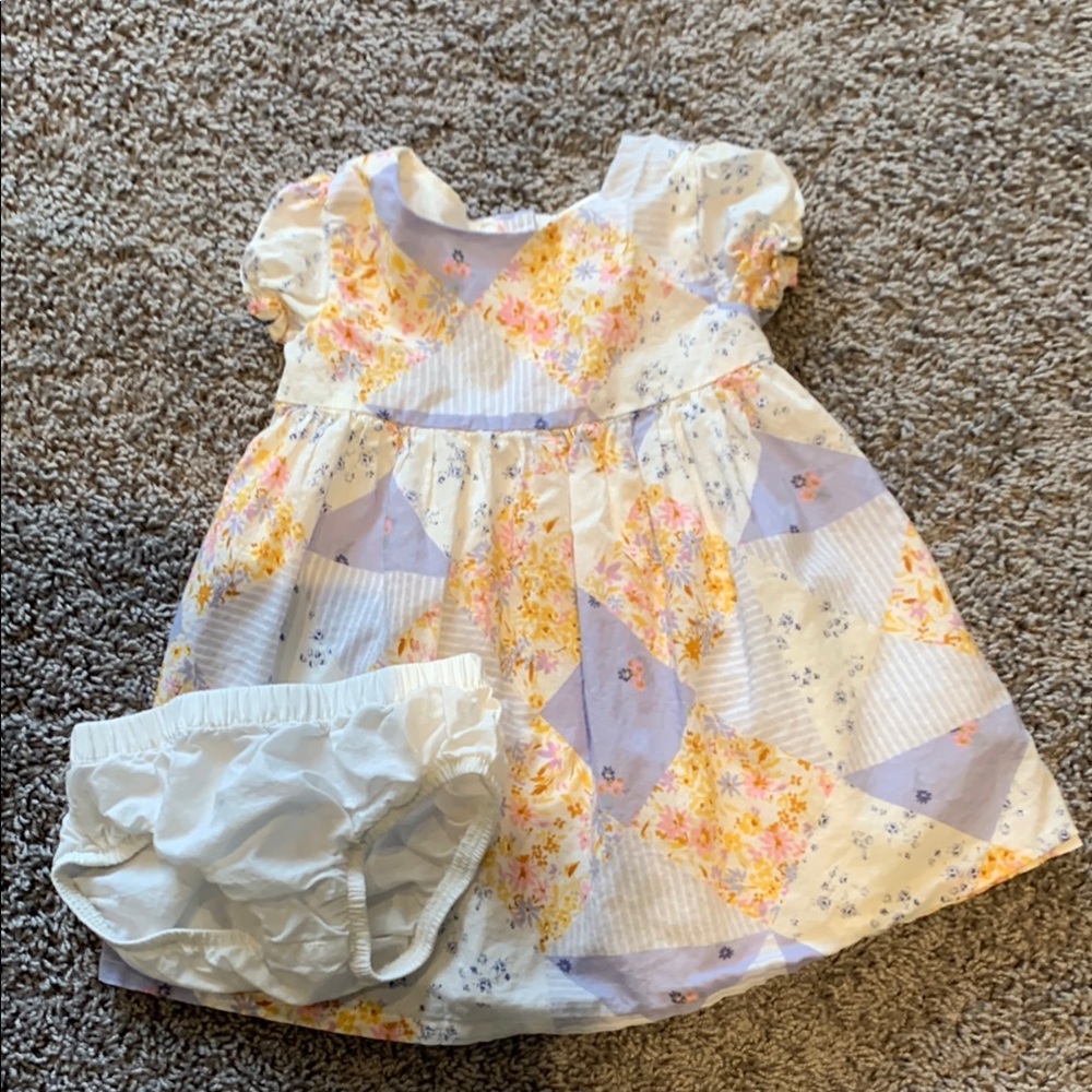 OshKosh Patchwork Baby Dress Size 9M EUC